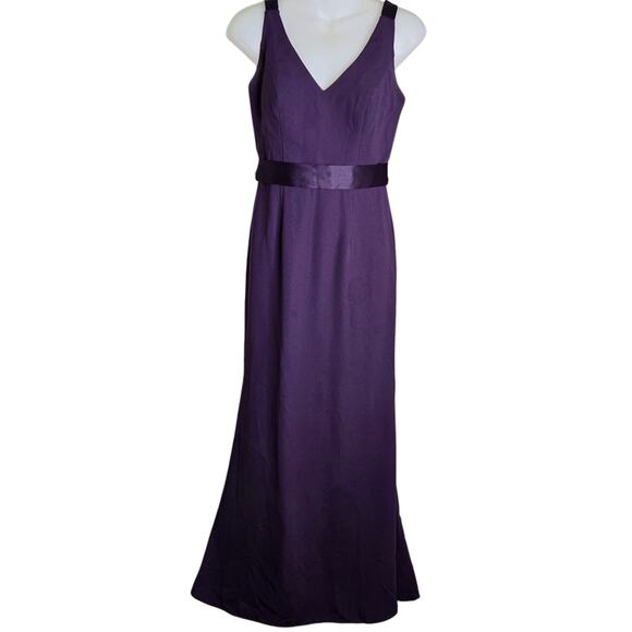 White by Vera Wang Formal Dress Size 2 Amethyst Purple Belt Lined Cut Out Back - Picture 2 of 8